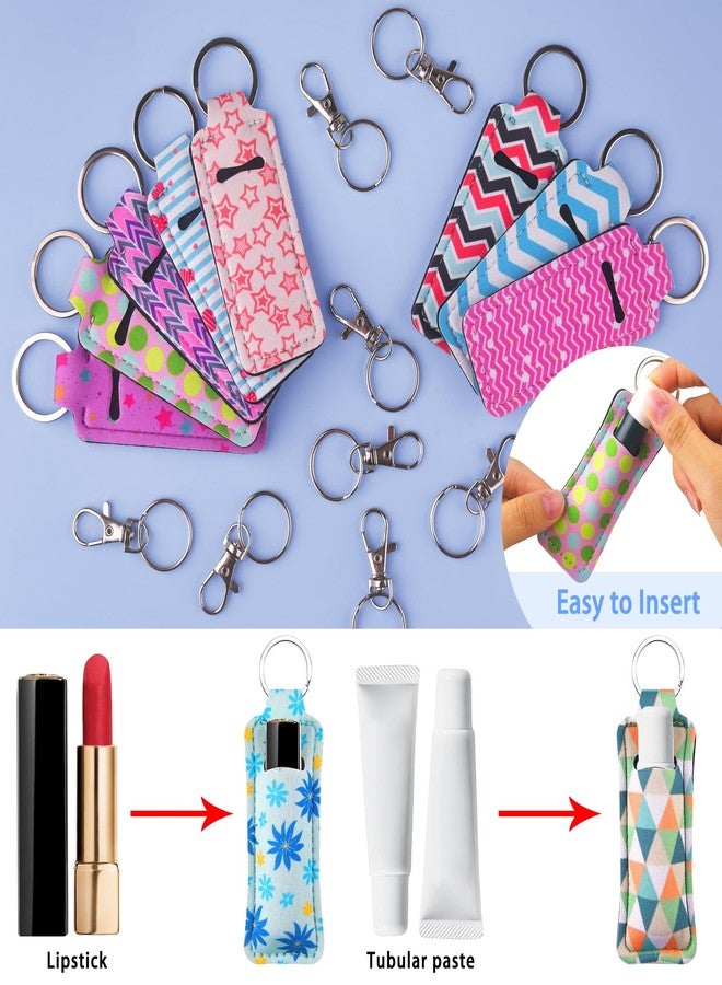 Duufin 24 Pieces Chapstick Holder Keychains Bulk Lipstick Holder Keychians Lip Balm Holder with 24 Pieces Metal Clip Cords for Purse Backpack - Image 5